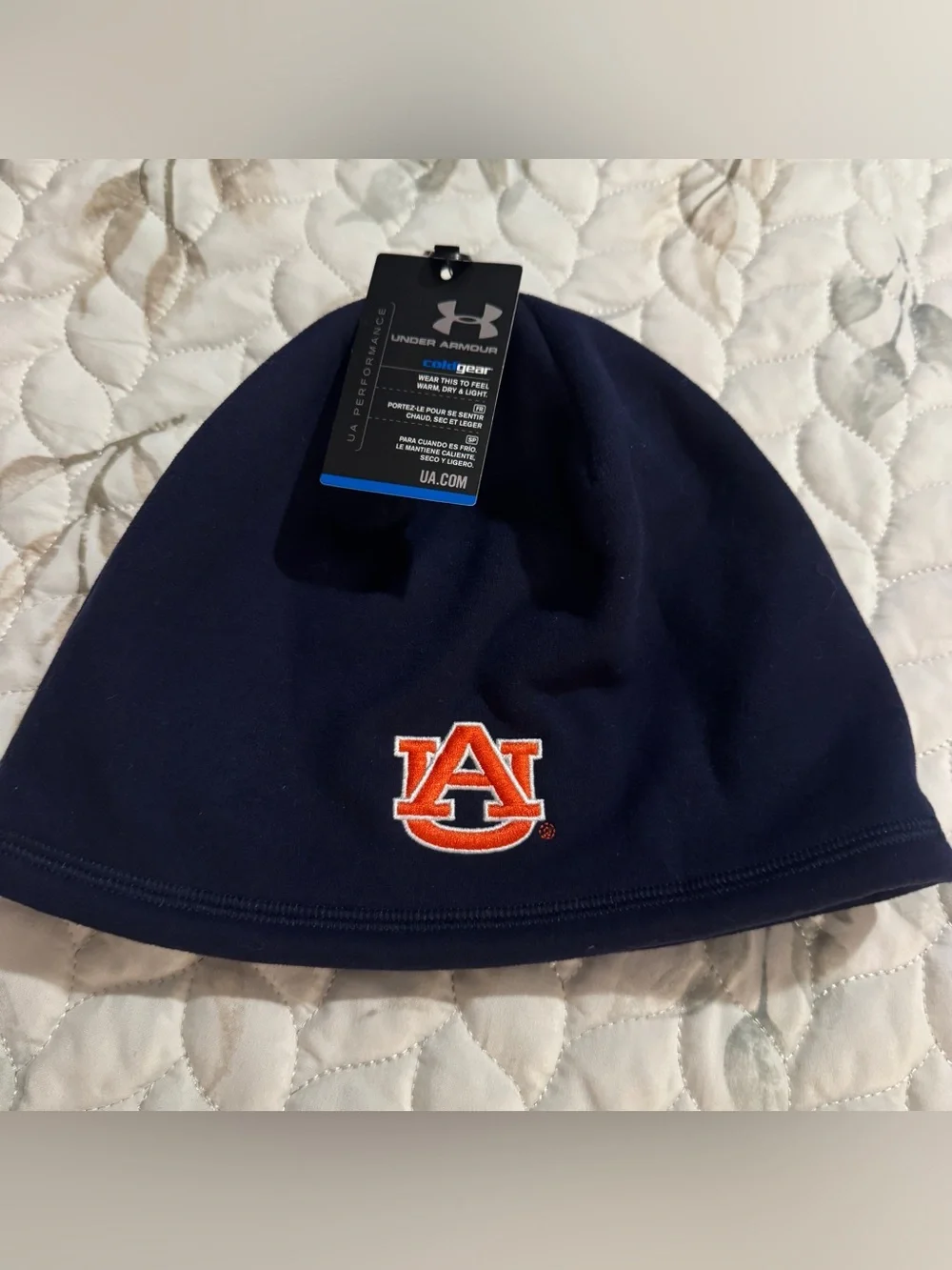 Under Armour Auburn Tigers ColdGear Beanie Hat Navy Blue OSFA New With Tags NWT